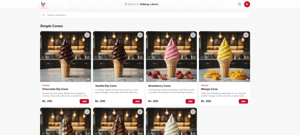 Sweet Spoon Lahore Online Storefront Menu